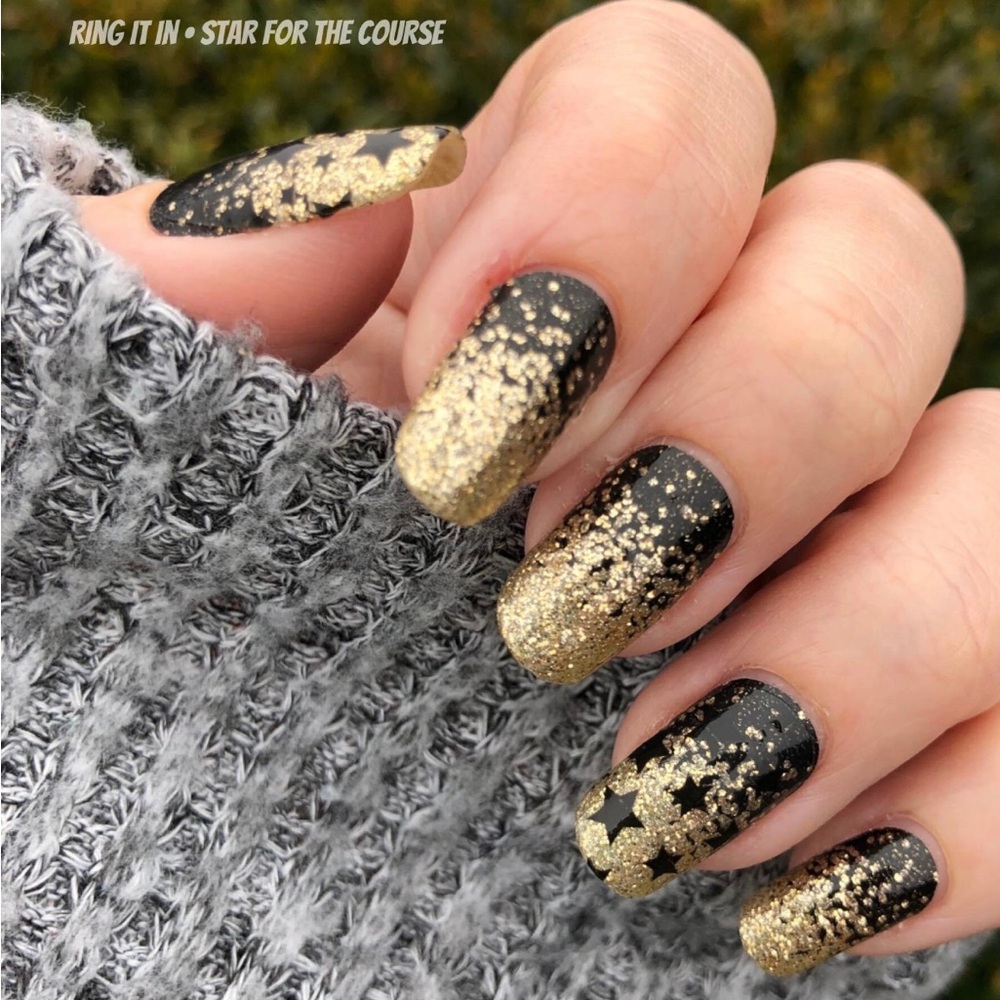 *Retired* Color Street: Ring It In | Black Gold Glitter Gradient Party Sparkle - Picture 10 of 14